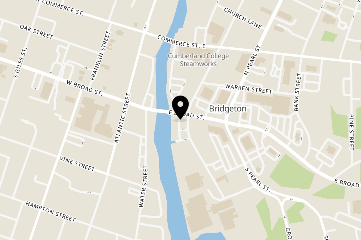 Map showing the location of Chilango Taco Loco on 6 E Broad St in Bridgeton